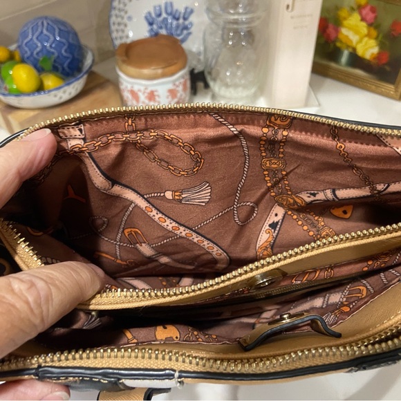 Striped Tan and Black Women's Handbag - Picture 4 of 6